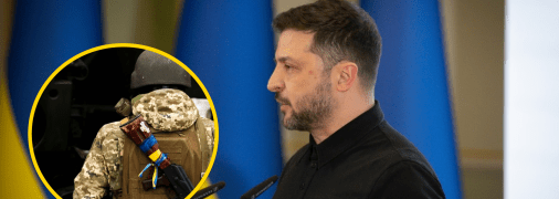 Украинский военный и Владимир Зеленский