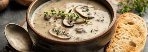 Грибной суп-пюре имеет чрезвычайно ножку сливочную консистенцию (изображение создано с помощью ИИ)