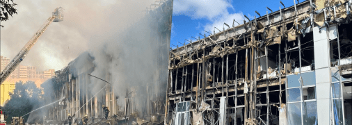 Офис "Сырного Королевства" после обстрела