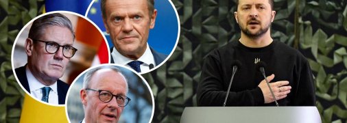 Дональд Туск, Кир Стармер, Фридрих Мерц, Владимир Зеленский