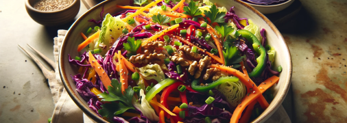 Барвисте блюдо з червоної капусти та моркви, приправлене лимоном та медом, готове зачарувати ваші смакові рецептори (фото створене з допомогою ШІ)