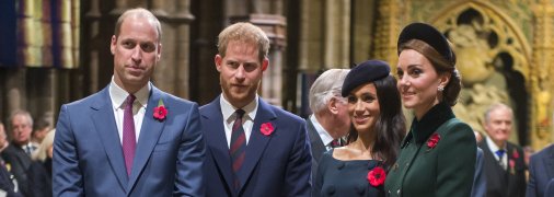 Принци Вільям і Гаррі та їхні дружини — Кейт Міддлтон та Меган Маркл