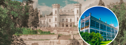 Вход двухэтажного дворца направлен на юг – на каскад парковых галерей.