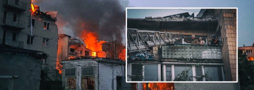 Жителей пострадавшего здания поспешно эвакуировали после обстрела