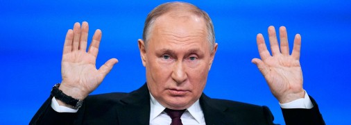 Володимир Путін під час спілкування з журналістами