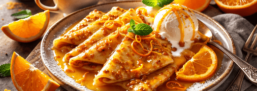 Блинчики в цитрусовой глазури