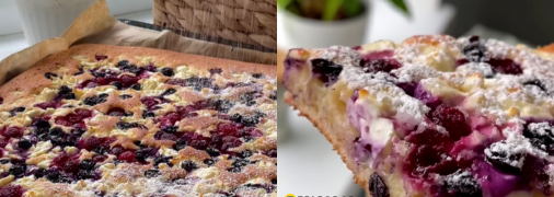 Пиріг на кефірі з сиром та ягодами