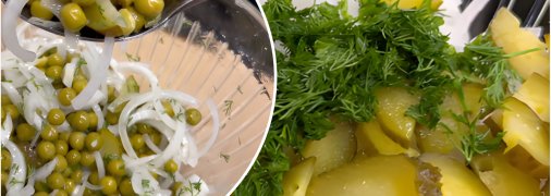 Салат із зеленого горошку та огірків