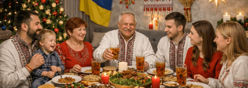 Родина за столом на Святвечір