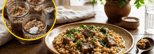 Запеченная каша с мясом на зиму