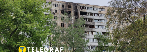 Наслідки дронової атаки у Святошинському районі