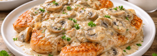 Відбивні з грибним соусом