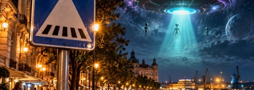 Космическая загадка на фоне привычного городского пейзажа