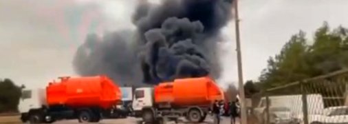 В Энергодаре горит блокпост