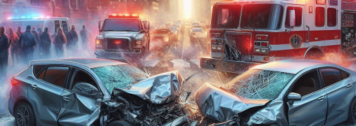 Лобовое столкновение двух авто