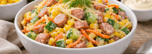 Салат с колбасками и морковью по-корейски