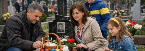 Сім’я біля могили