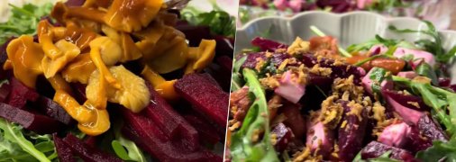 Салат з буряком, фетою та маринованими грибами
