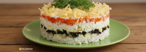 Салат із куркою, чорносливом та яблуком