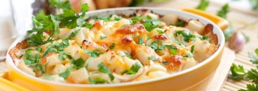 Овощная запеканка с консервированным тунцом