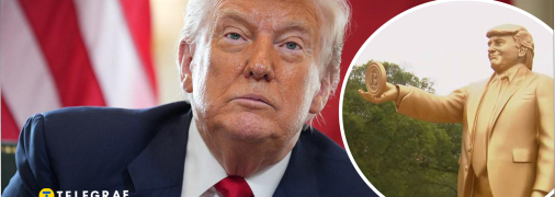 Золоту статую Трампа з біткоїном встановили біля будівлі Капітолія США