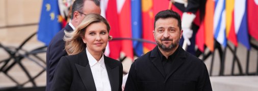Елена и Владимир Зеленские во время совместного визита
