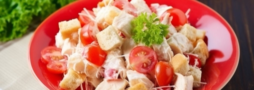 Сытный и вкусный салат с помидорами