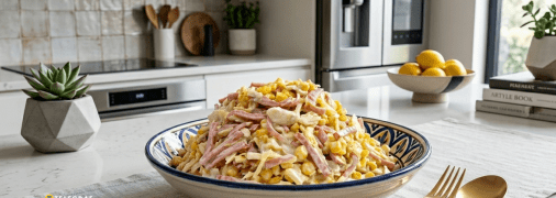 Салат из куриного филе и яичных блинов