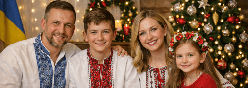 Семья за праздничным столом