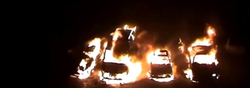 Авто российских военных сгорели под Москвой