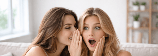 Дівчина шепоче щось на вухо подрузі