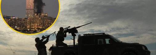 Пожар в Дубае после атаки, мобильная группа по противодействию "шахедам"