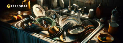 Не переповнюйте раковину посудом (фото створене з допомогою ШІ)