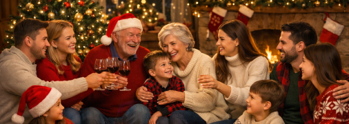 Семья за праздничным столом