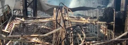 Одно из помещений колонии в Еленовке после обстрела со стороны россиян