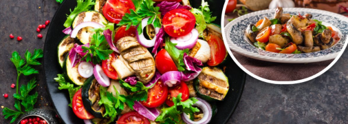 Мясной салат с грибами