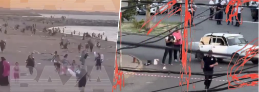 Збройні напади у Дагестані: у Махачкалі на пляжі жорстко затримали двох чоловіків (відео)