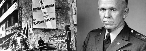 Західний Берлін. Допомога Німеччині за планом Маршалла. План порятунку економік багатьох країн Європи було висунуто держсекретарем США генералом Джорджем Кетлетом Маршаллом