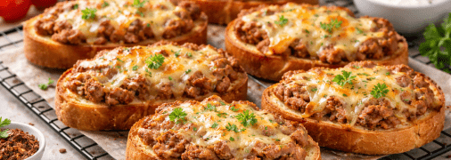 Тосты с фаршем и сыром