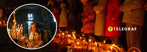 Украинцы на Пасху в церкви