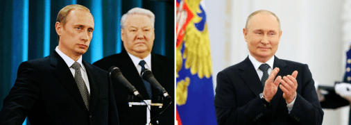 Владимир Путин в 2000 и 2024 годах