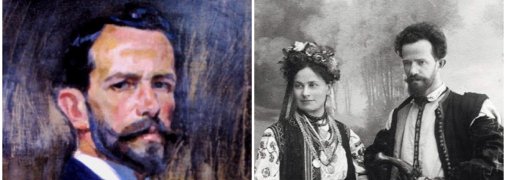 Ліворуч: Олександр Мурашко. Автопортрет, 1918 рік. Праворуч: Олександр Мурашко і Маргарита Мурашко-Крюгер. Фото 1909 року