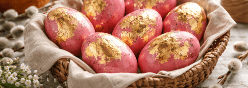 Яйца в цвете розового золота