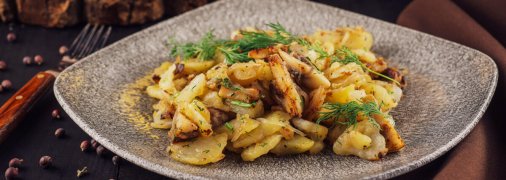 Смажена картопля з грибами