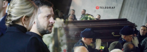 Кроме родных и близких на церемонию прощания, пришел и украинский лидер с женой