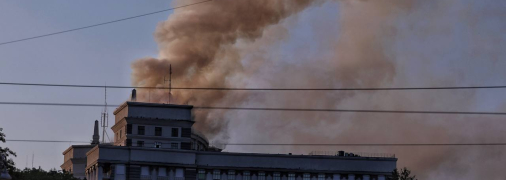 Возгорание в здании Кабмина после удара "Искандера"