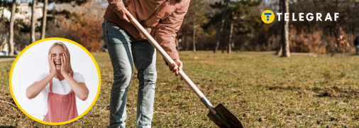 Чоловік копає яму лопатою