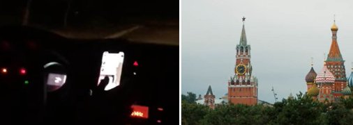 Слева – кадры с такси. Справа – скриншот из клипа исполнителя, которого слушал таксист