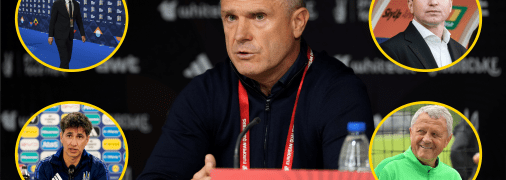 Андрій Шевченко, Сергій Ребров, Руслан Ротань, Мирон Маркевич та Унаї Мельгоса