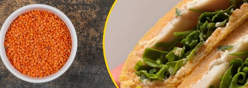 Млинець із сочевиці з куркою та вершковим сиром